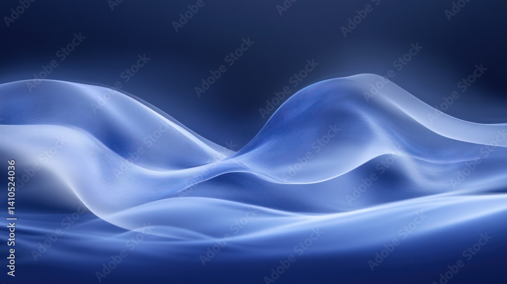 Poster Abstract blue wave pattern showing soft and subtle curved shapes