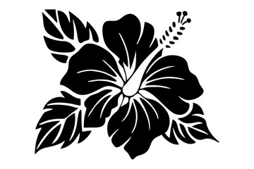Hibiscus flower vector silhouette, hibiscus icon, Tropical hibiscus bloom silhouette, Hibiscus flower vector design