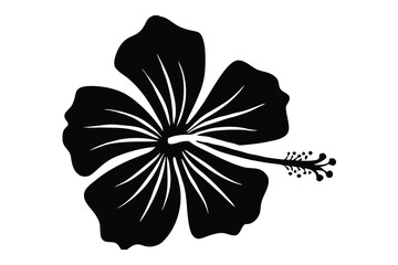 Fototapeta premium Hibiscus flower vector silhouette, hibiscus icon, Tropical hibiscus bloom silhouette, Hibiscus flower vector design