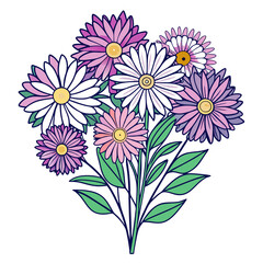  Artistic Aster Bouquet Flower Illustration