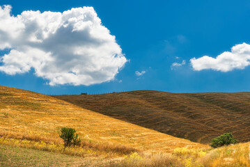 Obraz premium rural countryside landscape during a sunny summer day inside Val d'Agri, Basilicata
