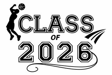 Class Of 2026 Basketball Player Silhouette Graduation Announcement Design High School College