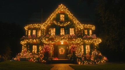 Fototapeta premium Exquisitely decorated Victorian home at Christmas.
