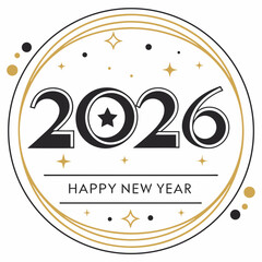 Fototapeta premium Elegant 2026 New Year Circle Design With Gold Accents And Star