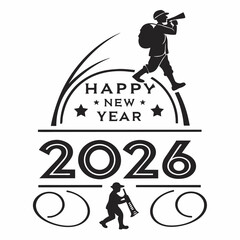 Joyful New Year 2026 Celebration Design With Musicians And Festive Elements