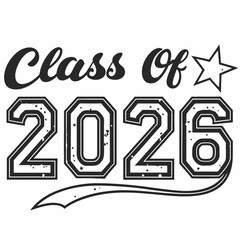Class Of 2026 Graduation Design Vector Illustration With Star And Ribbon