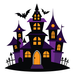Halloween haunted houses isolated on white
