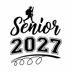 Senior 2027 Graduation Design Featuring Silhouette Hiker For Tshirt Print