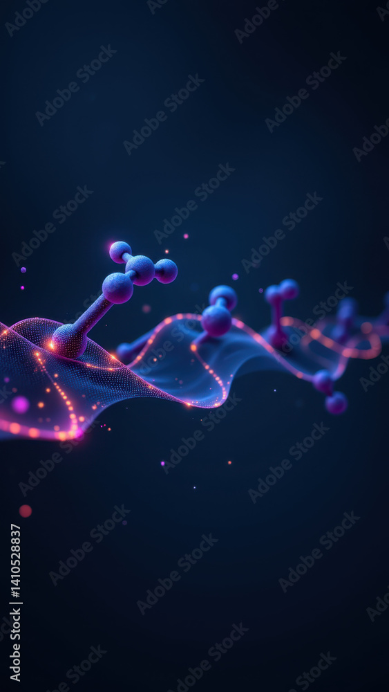 Aufkleber a dynamic digital illustration of a glp-1 molecule, showcasing its complex structure with colorful s