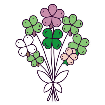 clover bouquet colorful cartoon style clip art preview