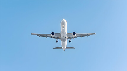 Obraz premium Airplane Flying Above Clear Blue Sky