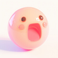 Fototapeta premium Cute shocked face cartoon character, white isolate background.