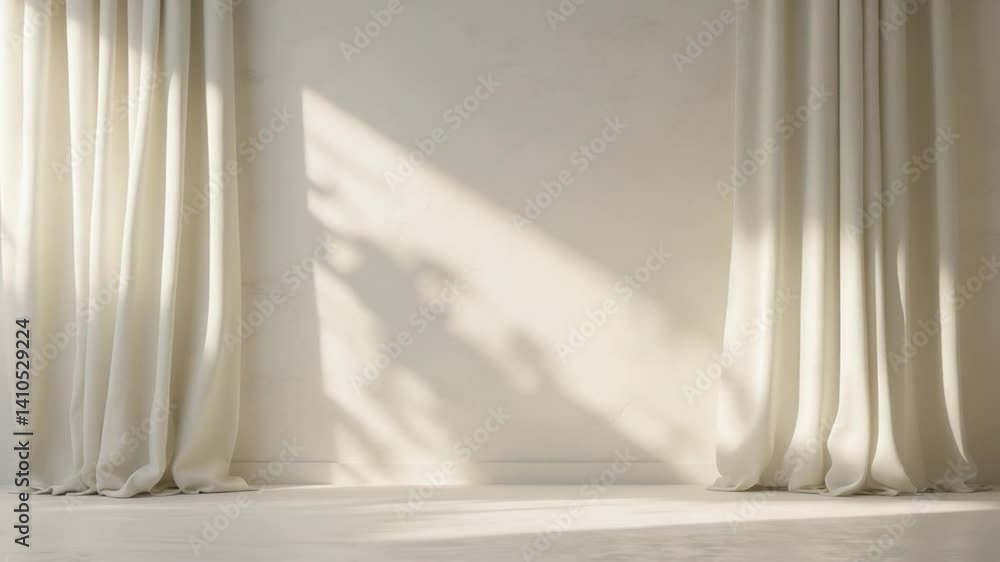 Poster minimalist abstract soft background for displaying products with curtain light and shadow effects on