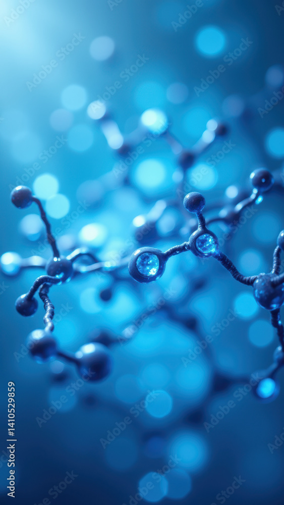 Poster high-resolution image of glp1 (glucagon-like peptide-1) molecule with blue and grey background, show