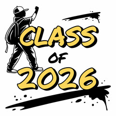 Class Of 2026 Graduate Design With A Student Silhouette And Splatter Elements