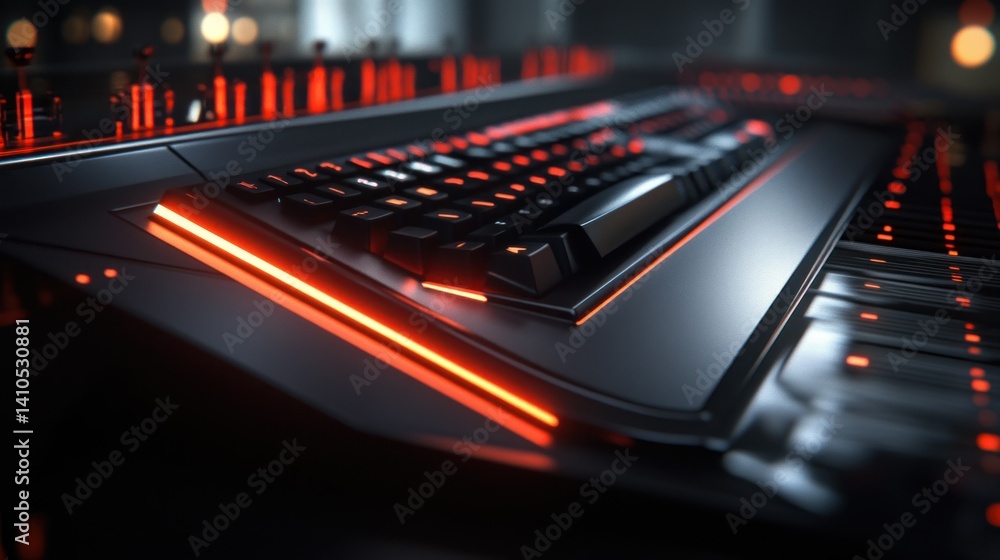Aufkleber a close up view of an illuminated black keyboard console