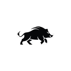 Obraz premium Silhouette design of a fast running boar logo vector