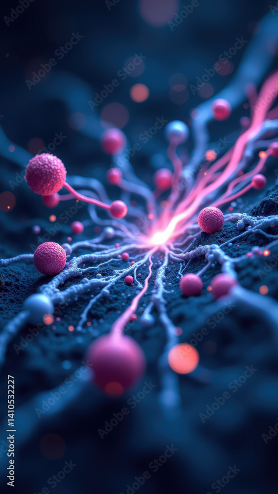 Poster a microscopic view of glps interacting with neurons.