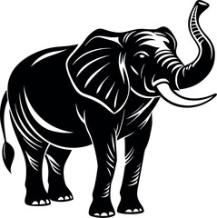 Trumpeting Elephant Vector Illustration – Majestic Silhouette for Safari, Tribal, or Cultural Art

