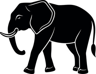 Walking Elephant Side View Vector – Safari Animal Silhouette for Nature or Wildlife Themes