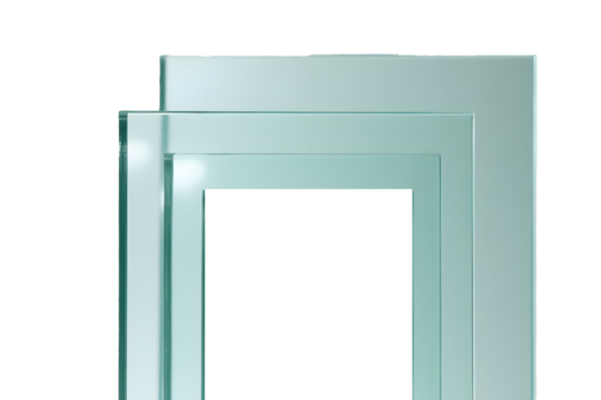 Transparent and frosted glass frames in stack  
