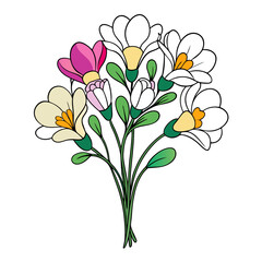  Vibrant Freesia Flower Bouquet Illustration