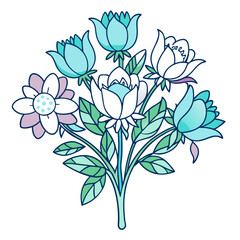  Charming Frosty Blossoms Bouquet Illustration