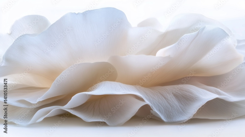 Poster close up of layered white petals creating a soft texture
