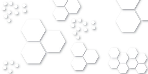 White Hexagonal Background. Background with white and black lines 3d Hexagonal structure futuristic white background and Embossed Hexagon ,