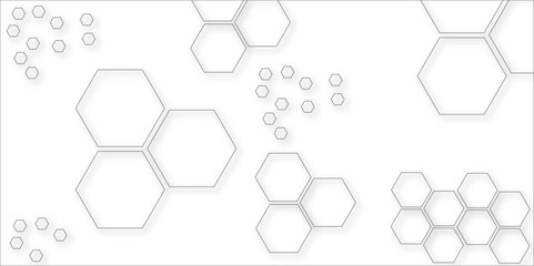 Abstract pattern with hexagonal white and gray technology line paper background. White Hexagonal Background. Luxury White Pattern. 3D Futuristic abstract honeycomb mosaic white background. geometric m
