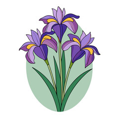  Charming Iris Floral Bouquet Illustration