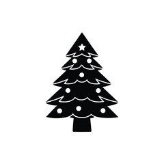 Modern abstract Christmas tree icon in black with unique design