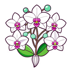  Elegant Jewel Orchids Bouquet Flower Illustration