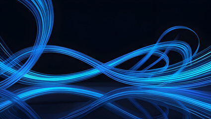 Naklejka premium glowing blue light trails abstract background