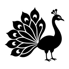 A black silhouette peacock icon design