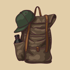 Large travel backpack with cap