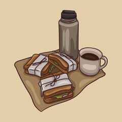 Picnic trip sandwiches and coffee