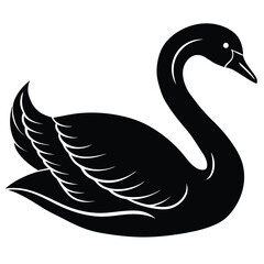 Obraz premium swan black silhouette vector, Simple silhouette Design vector icon with white background