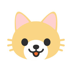 Cat Face Illustration, Clipart Icon Isolated on White Background