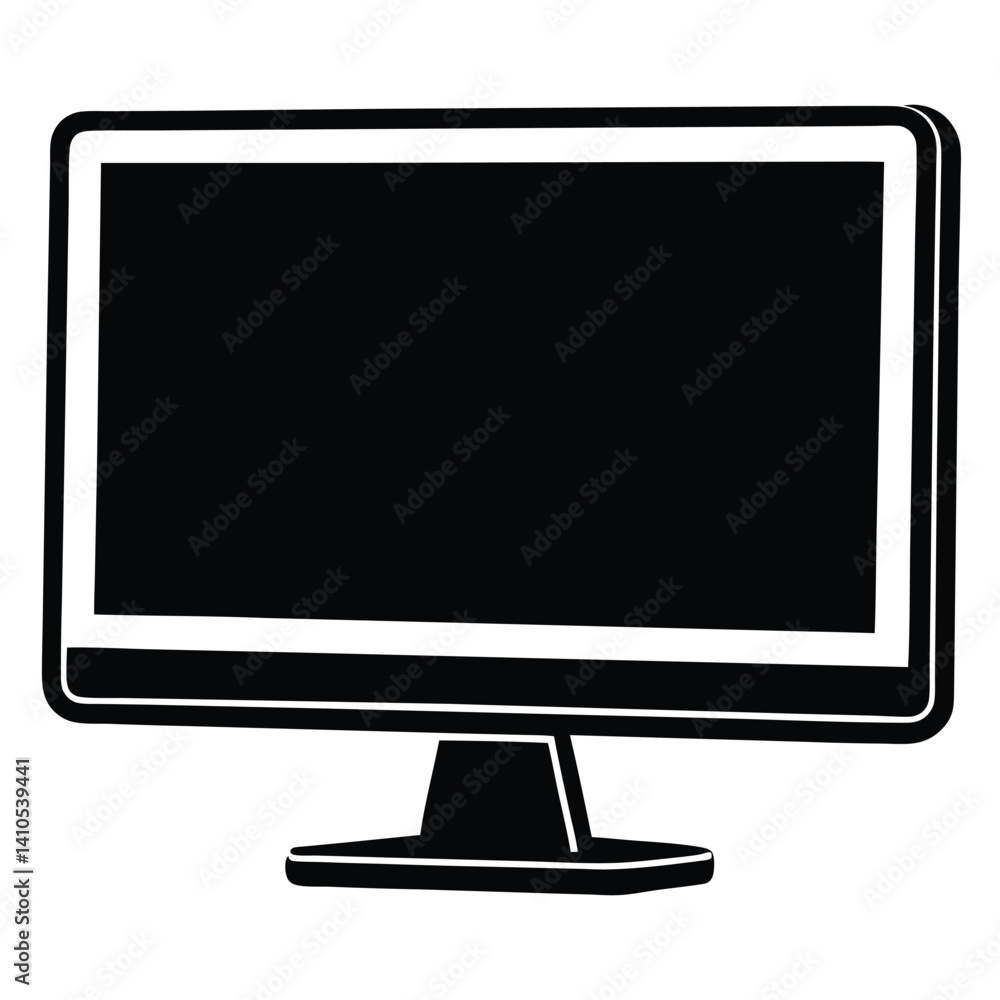 Poster outline of desktop screen in minimal vector style on white background