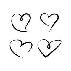 Сollection of black heart line drawings