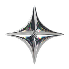 3D chrome y2k abstract star isolated on background