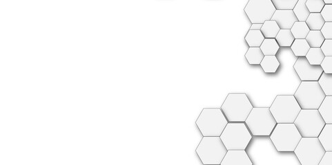Geometric technology white hexagon background. Abstract vector illustration Science technology and medical concept hexagon on transparent background.