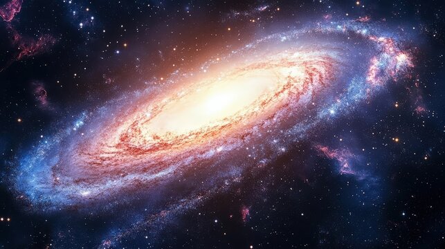 A stunning view of a spiral galaxy in deep space, highlighting bright stars and beautiful cosmic colors for your projects.