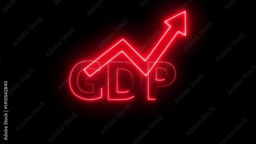 Poster neon gdp business graph chart icon animation. abstract neon line gdp business graph animation. new i
