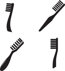 Vector Illustrations of Different Toothbrush Silhouettes