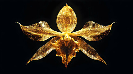 Fototapeta premium Golden orchid, a mesmerizing floral display.