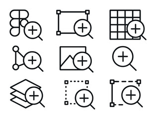 outline vector icons of mobile settings: airplane mode, Bluetooth, Wi-Fi, brightness, volume, battery saver, app permissions, notifications. set of line style icons in a modern, minimalist design.