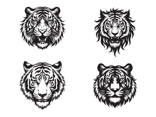 Vintage Tiger Head Vector – Retro Logo, Emblem, Badge, Label, T-Shirt Design on White
