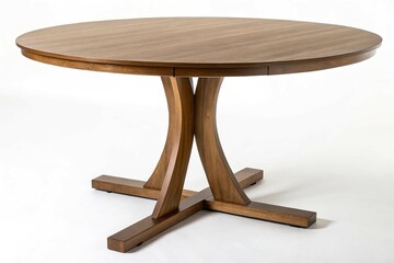 Modern brown wooden table isolated on white background